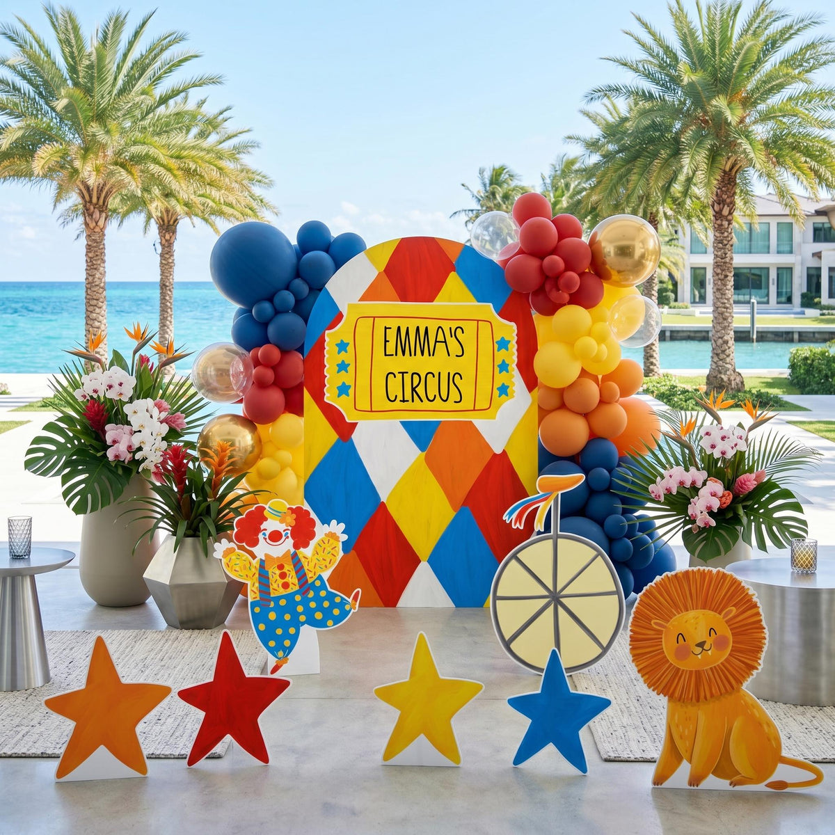 Circus Cutouts (Yellow Marquee Circus), Carousel Party Decoration, Centerpieces, Baby Shower, Carnival Horse, 1st Birthday Decor, Circus Animals