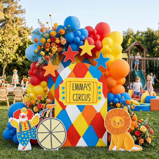 Circus Cutouts — custom party decor, printed and cut to shape