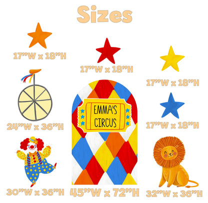 Circus Cutouts (Yellow Marquee Circus), Carousel Party Decoration, Centerpieces, Baby Shower, Carnival Horse, 1st Birthday Decor, Circus Animals