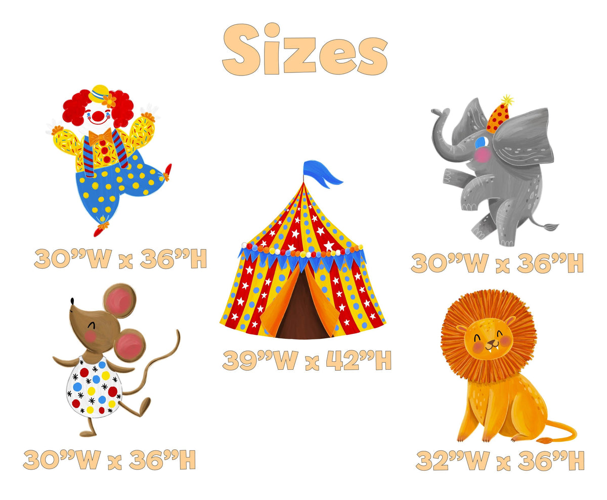 Circus Animals Cutouts, Set 5 Party Decoration, Centerpieces, Baby Shower, Carnival, 1st Birthday Decor