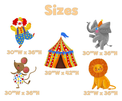 Circus Animals Cutouts, Set 5 Party Decoration, Centerpieces, Baby Shower, Carnival, 1st Birthday Decor