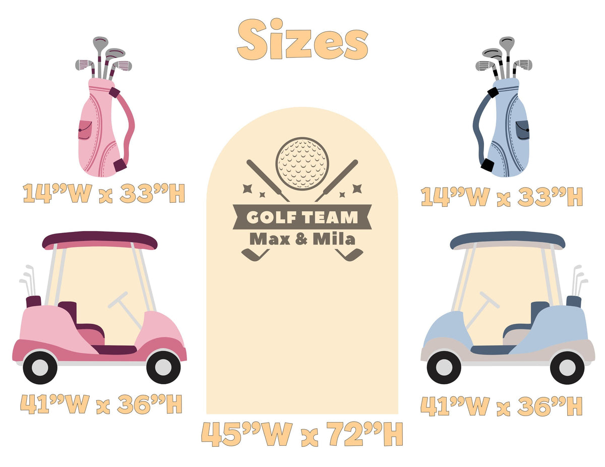 Hole in One Birthday Cutouts (Team Arch & Carts), Twins Golf Party Decor, Baby Shower, 1st Birthday, Gender Reveal, He or She, Baby Announcement