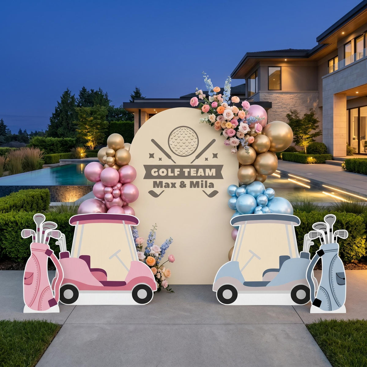 Hole in One Birthday Cutouts (Team Arch & Carts), Twins Golf Party Decor, Baby Shower, 1st Birthday, Gender Reveal, He or She, Baby Announcement