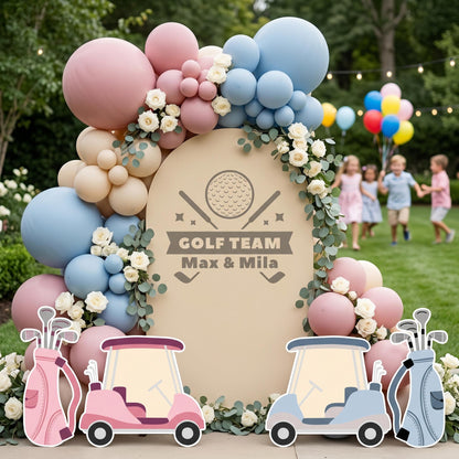 Hole in One Birthday Cutouts (Team Arch & Carts), Twins Golf Party Decor, Baby Shower, 1st Birthday, Gender Reveal, He or She, Baby Announcement