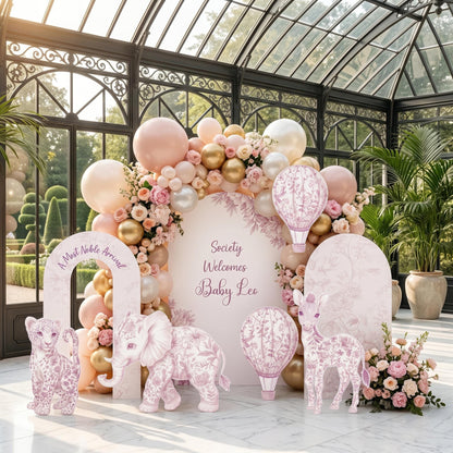Pink Toile Safari Animals Cutouts — custom party decor, printed and cut to shape
