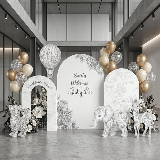 Gray Toile Safari Animals Cutouts — custom party decor, printed and cut to shape