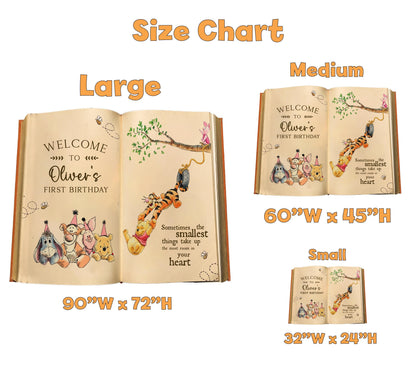 Honey Bear Large Backdrop (Cream Storybook), Storybook, Open Book, First Birthday Decor, Welcome Sign, New Baby, Fairytale