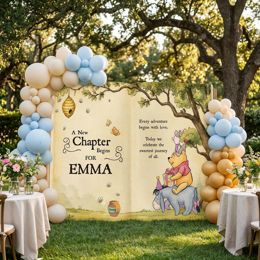 Honey Bear Backdrop — custom party decor, printed and cut to shape