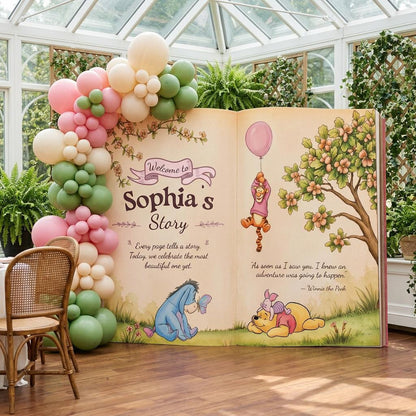 Honey Bear Backdrop, Storybook, Open Book, First Birthday Decor, Welcome Sign, Baby Girl, Fairytale, Baby Shower