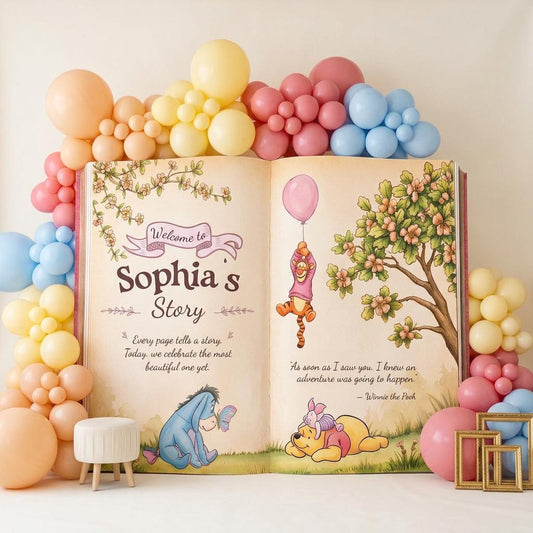 Honey Bear Backdrop — custom party decor, printed and cut to shape