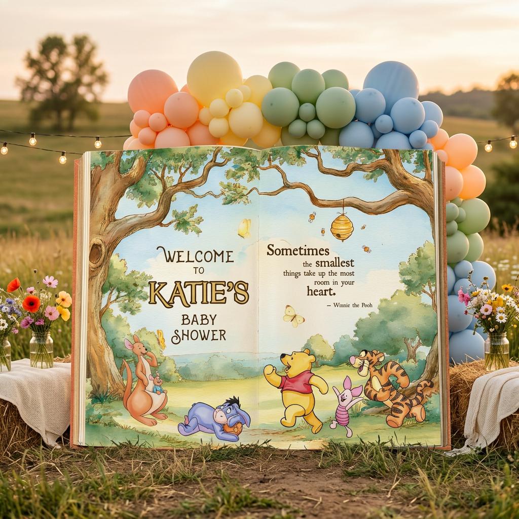 Honey Bear Backdrop (Friends Group Page), Storybook, Open Book, First Birthday Decor, Welcome Sign, New Baby, Bear Baby Shower, Baby Announcement Sign