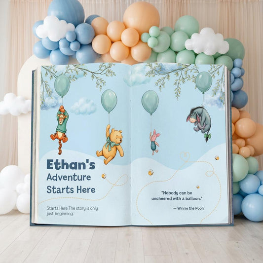 Honey Bear Blue Backdrop — custom party decor, printed and cut to shape
