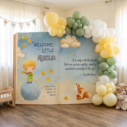 Little Prince Baby Shower Backdrop, Storybook, Open Book, First Birthday Decor, Welcome Sign, Fairytale, Baby Boy, Adventure, Fox