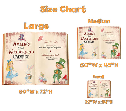 Alice in Wonderland First Birthday Backdrop, Storybook, Welcome Sign, Fairytale, Baby Girl, Whimsical Mad Tea Party Decor, Baby Shower