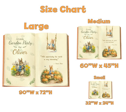 Garden Bunny 1st Birthday Backdrop, Storybook, Open Book, First Birthday Decor, Welcome Sign, Storybook, Bunny Baby Shower