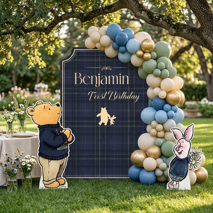 Plaid Honey Bear Cutouts, Blue Plaid Baby Shower Decor, Backdrop, Baby Boy, Plaid Bear Props, 1st Birthday