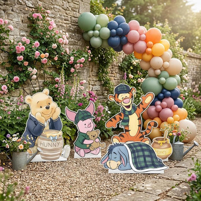 Plaid Honey Bear Set 5 Cutouts, Blue, Green Plaid Baby Shower Decor, Backdrop, Baby Boy, Plaid Bear Props, 1st Birthday