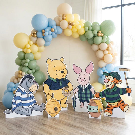 Honey Bear Set 6 Cutouts — custom party decor, printed and cut to shape