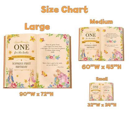 Garden Bunny 1st Birthday Backdrop, Storybook, Open Book, One for the Books, Welcome Sign, Storybook, Bunny Baby Shower