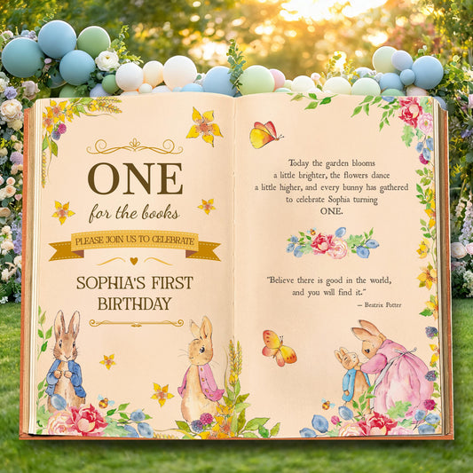 Garden Bunny Backdrop — custom party decor, printed and cut to shape