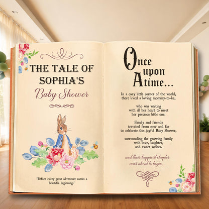 Once Upon A Time Garden Bunny 1st Birthday Backdrop, Storybook, Open Book, Welcome Sign, Storybook, Bunny Baby Shower