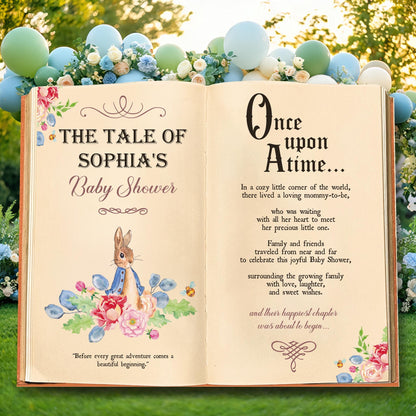 Once Upon A Time Garden Bunny 1st Birthday Backdrop, Storybook, Open Book, Welcome Sign, Storybook, Bunny Baby Shower