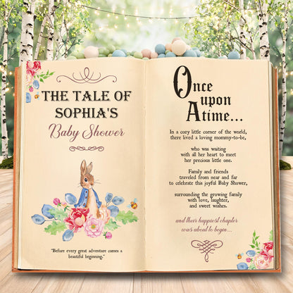 Once Upon A Time Garden Bunny Backdrop — custom party decor, printed and cut to shape