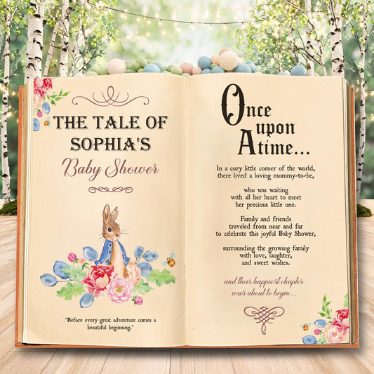 Once Upon A Time Garden Bunny Backdrop — custom party decor, printed and cut to shape