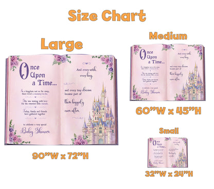 Once Upon A Time Book Backdrop (Purple Castle Book), Princess Castle, Storybook, First Birthday Decor, Welcome Sign, Fairytale Baby Shower