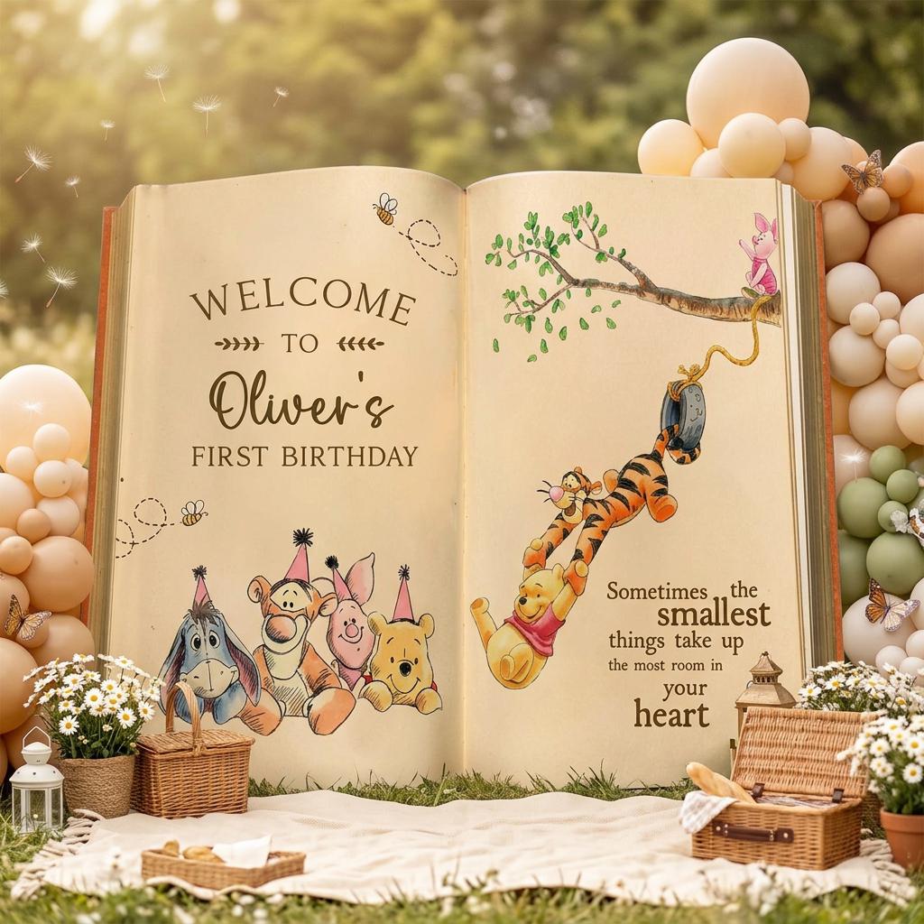 Honey Bear Large Backdrop — custom party decor, printed and cut to shape