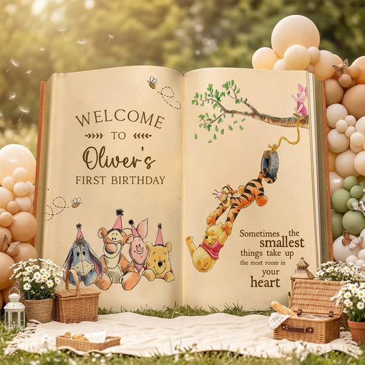 Honey Bear Large Backdrop — custom party decor, printed and cut to shape