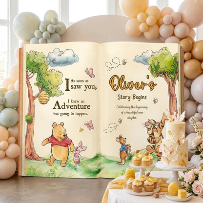 Honey Bear Large Backdrop, Storybook, Open Book, First Birthday Decor, Welcome Sign, New Baby, Fairytale, Bear Baby Shower