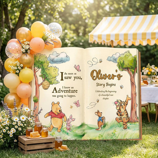 Honey Bear Large Backdrop — custom party decor, printed and cut to shape