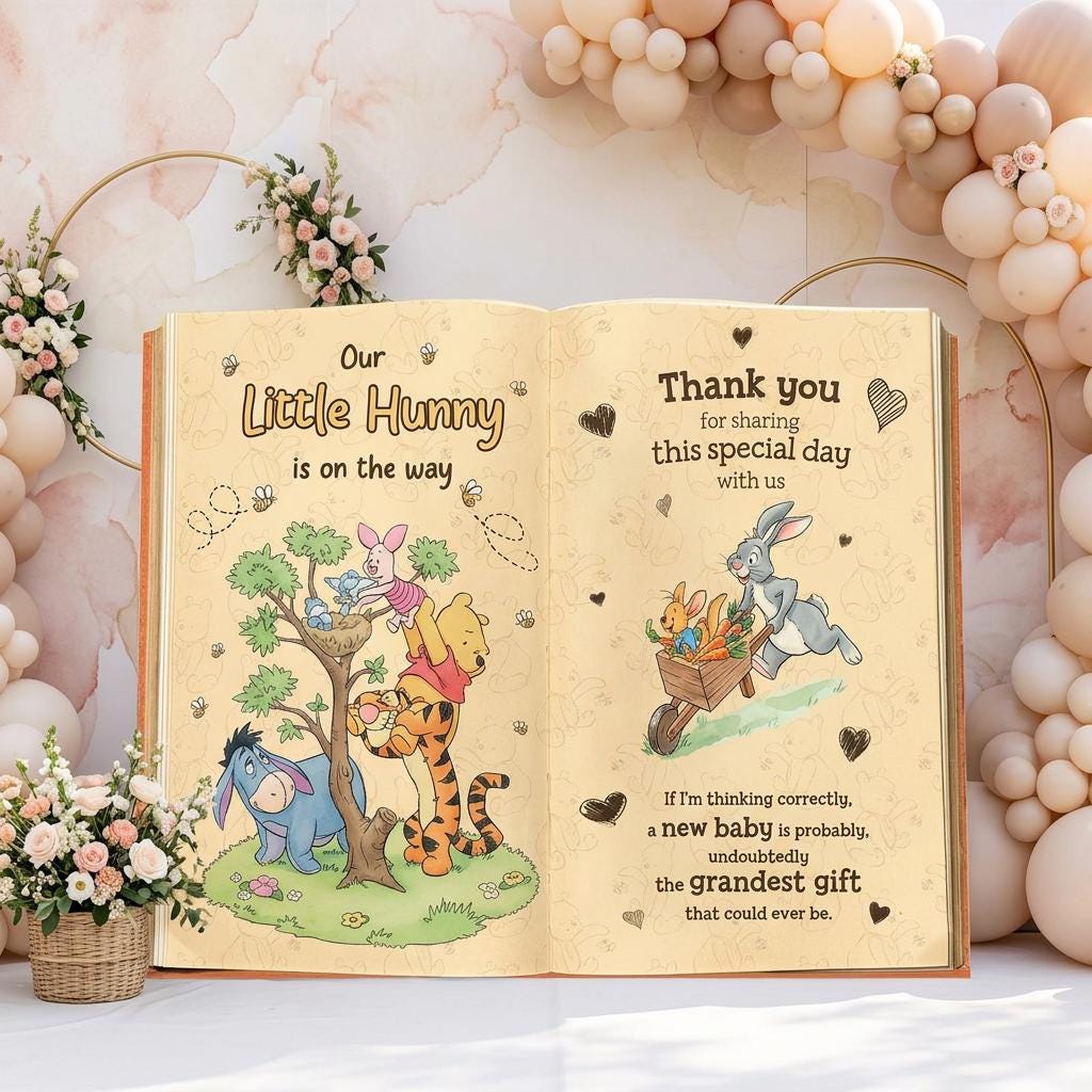 Honey Bear Backdrop, Storybook, Bear Baby Shower, Open Book, 1st Birthday Decor, Baby Announcement, Welcome Sign, New Baby