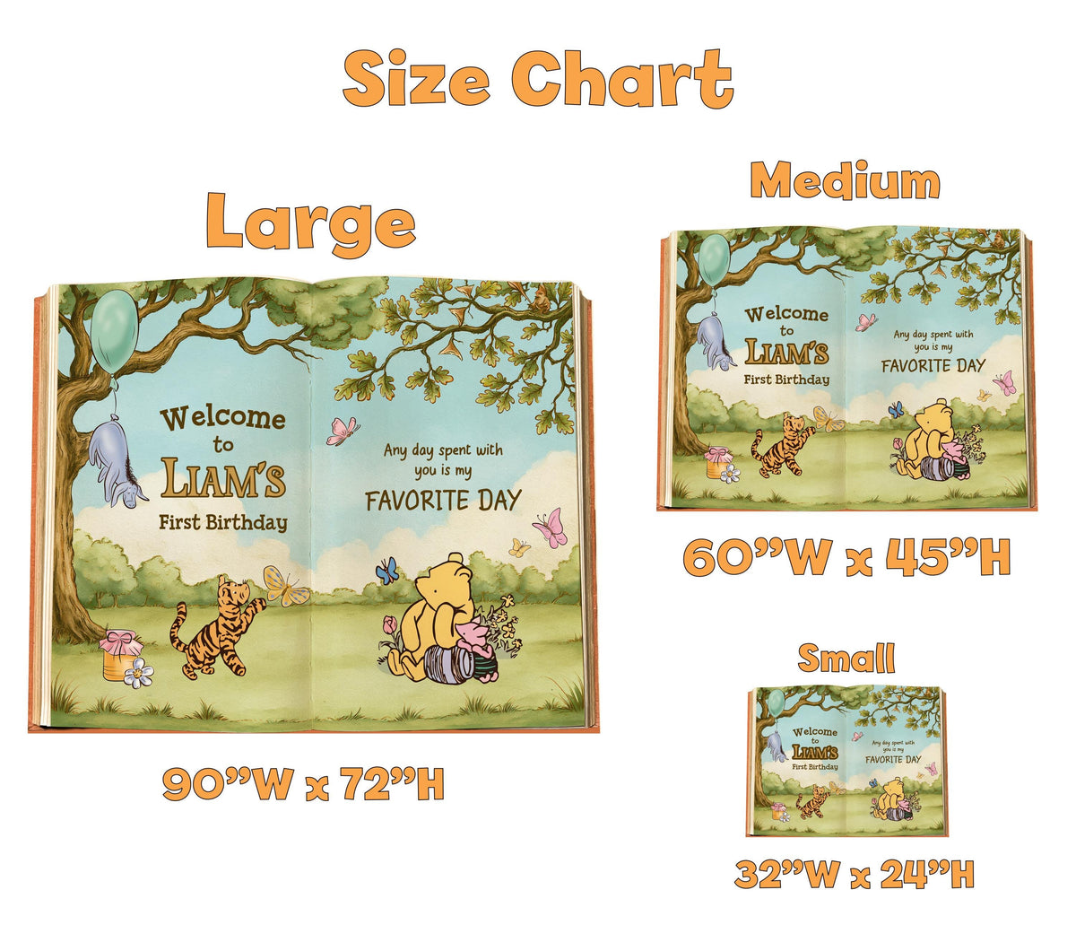 Honey Bear Large Backdrop (Green Woodland Storybook), Storybook, Open Book, First Birthday Decor, Welcome Sign, New Baby, Fairytale