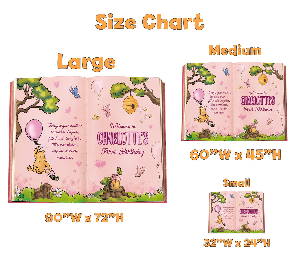 Honey Bear Pink Backdrop (Fairy Tale Pink Book), Storybook, Open Book, First Birthday Decor, Welcome Sign, Baby Girl, Fairytale