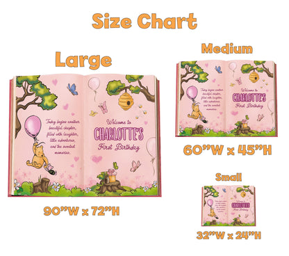 Honey Bear Pink Backdrop (Fairy Tale Pink Book), Storybook, Open Book, First Birthday Decor, Welcome Sign, Baby Girl, Fairytale