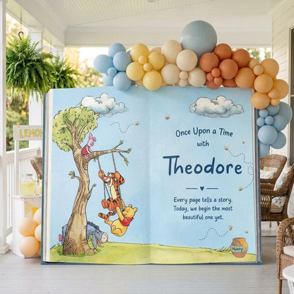 Honey Bear Blue Backdrop (Tree Page), Storybook, Open Book, First Birthday Decor, Welcome Sign, Baby Boy, Fairytale, Baby Shower