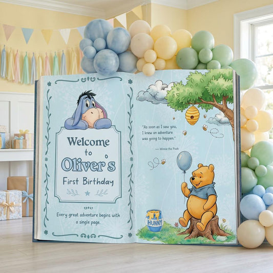 Honey Bear Large Backdrop — custom party decor, printed and cut to shape