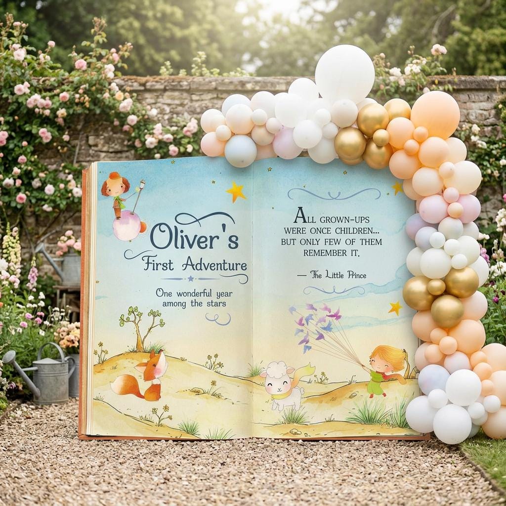 Little Prince 1st Birthday Backdrop, Storybook, Open Book, First Birthday Decor, Welcome Sign, Fairytale, Baby Boy, Adventure Baby Shower