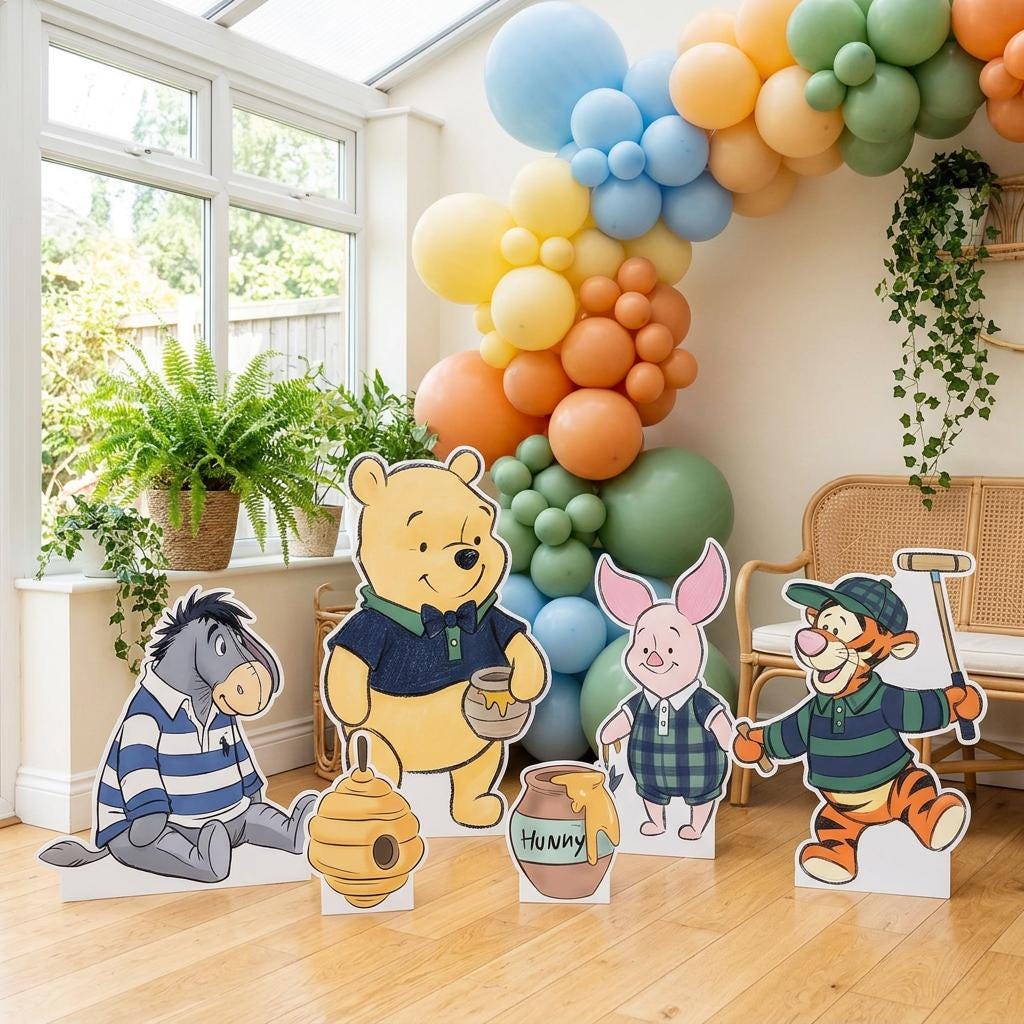 Plaid Honey Bear Set 6 Cutouts, Blue, Green Plaid Baby Shower Decor, Backdrop, Baby Boy, Plaid Bear Props, 1st Birthday