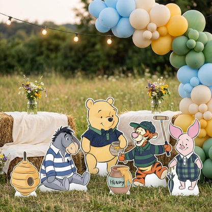 Plaid Honey Bear Set 6 Cutouts, Blue, Green Plaid Baby Shower Decor, Backdrop, Baby Boy, Plaid Bear Props, 1st Birthday