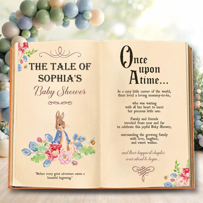 Once Upon A Time Garden Bunny 1st Birthday Backdrop, Storybook, Open Book, Welcome Sign, Storybook, Bunny Baby Shower