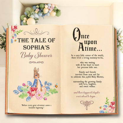 Once Upon A Time Garden Bunny 1st Birthday Backdrop, Storybook, Open Book, Welcome Sign, Storybook, Bunny Baby Shower