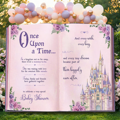 Once Upon A Time Book Backdrop — custom party decor, printed and cut to shape