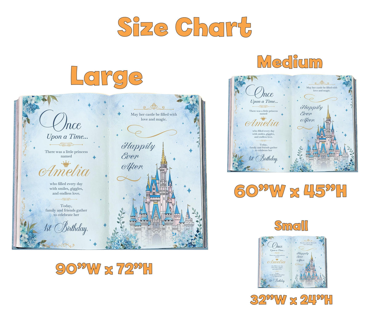 Once Upon A Time Book Backdrop (Blue Castle Book), Princess Castle, Storybook, First Birthday Decor, Welcome Sign, Fairytale Baby Shower, Happily Ever After