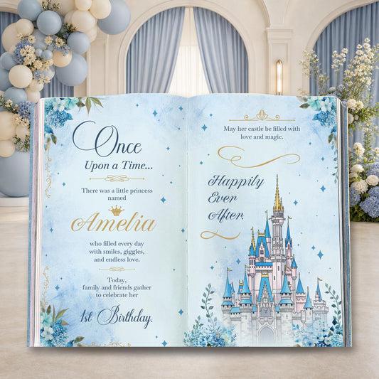 Once Upon A Time Book Backdrop — custom party decor, printed and cut to shape