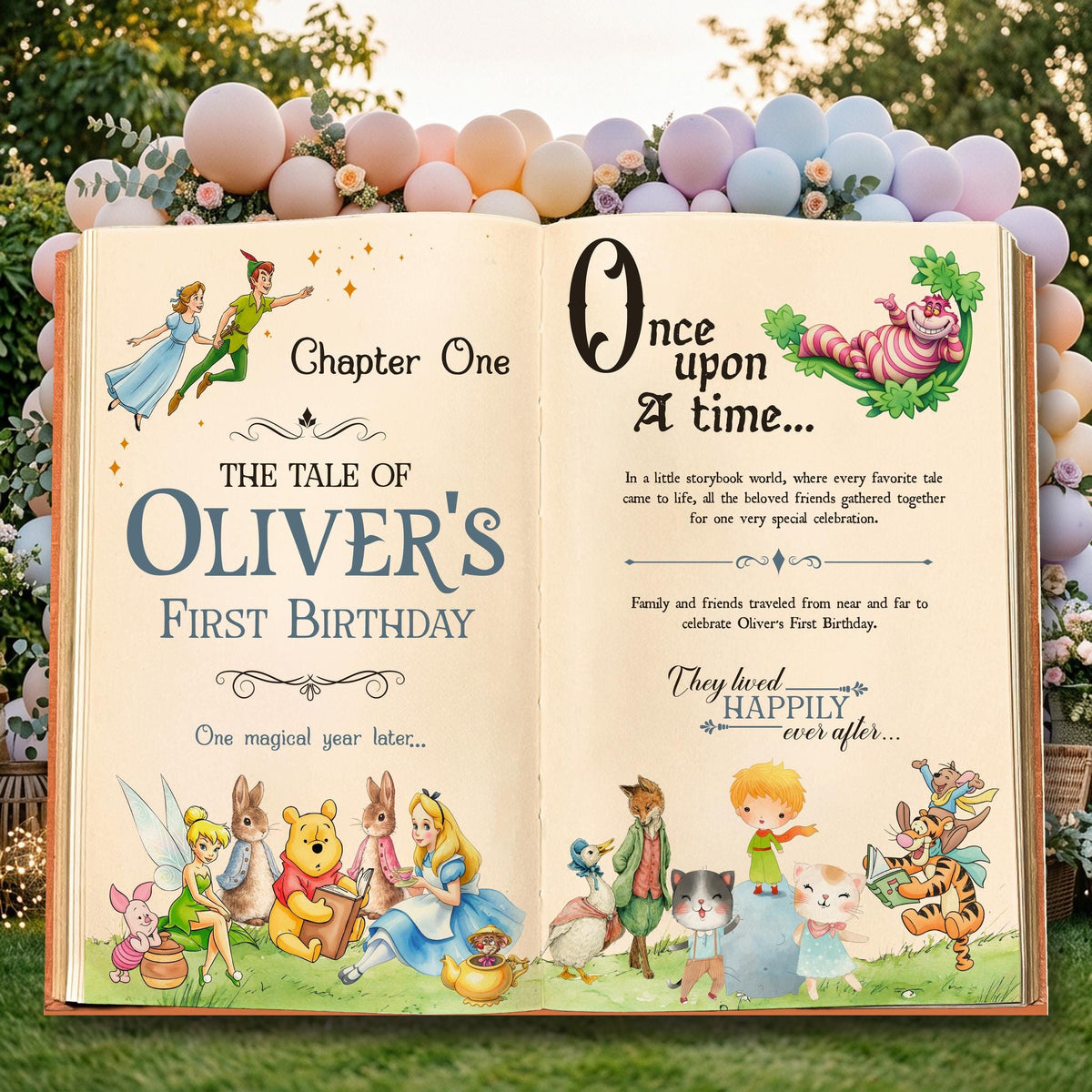 Once Upon A Time Backdrop (Chapter One Book), One for the Book, Storybook, First Birthday, Welcome Sign, Fairytale, Garden Bunny Baby Shower, Honey Bear