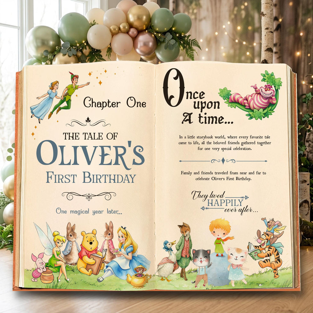 Once Upon A Time Backdrop (Chapter One Book), One for the Book, Storybook, First Birthday, Welcome Sign, Fairytale, Garden Bunny Baby Shower, Honey Bear