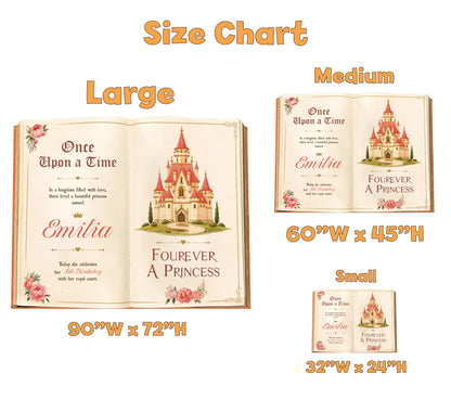 Fourever A Princess Book Backdrop (Rose Castle), Castle, Storybook, 4th Birthday Decor, Welcome Sign, Fairytale, Happily Ever After, Once Upon A Time